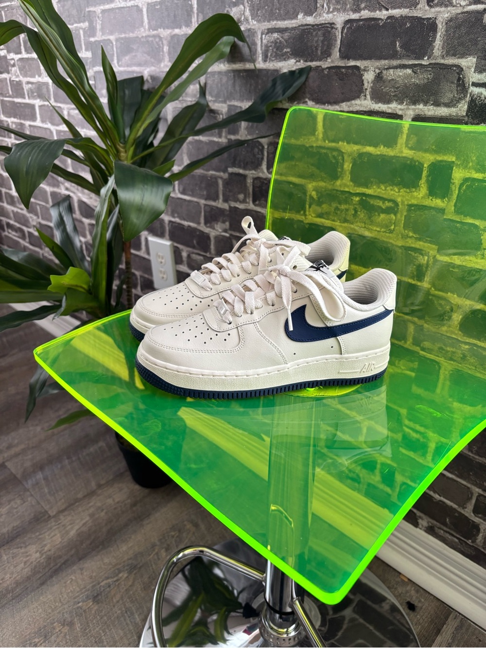 Nike White Sneakers with Navy Swoosh